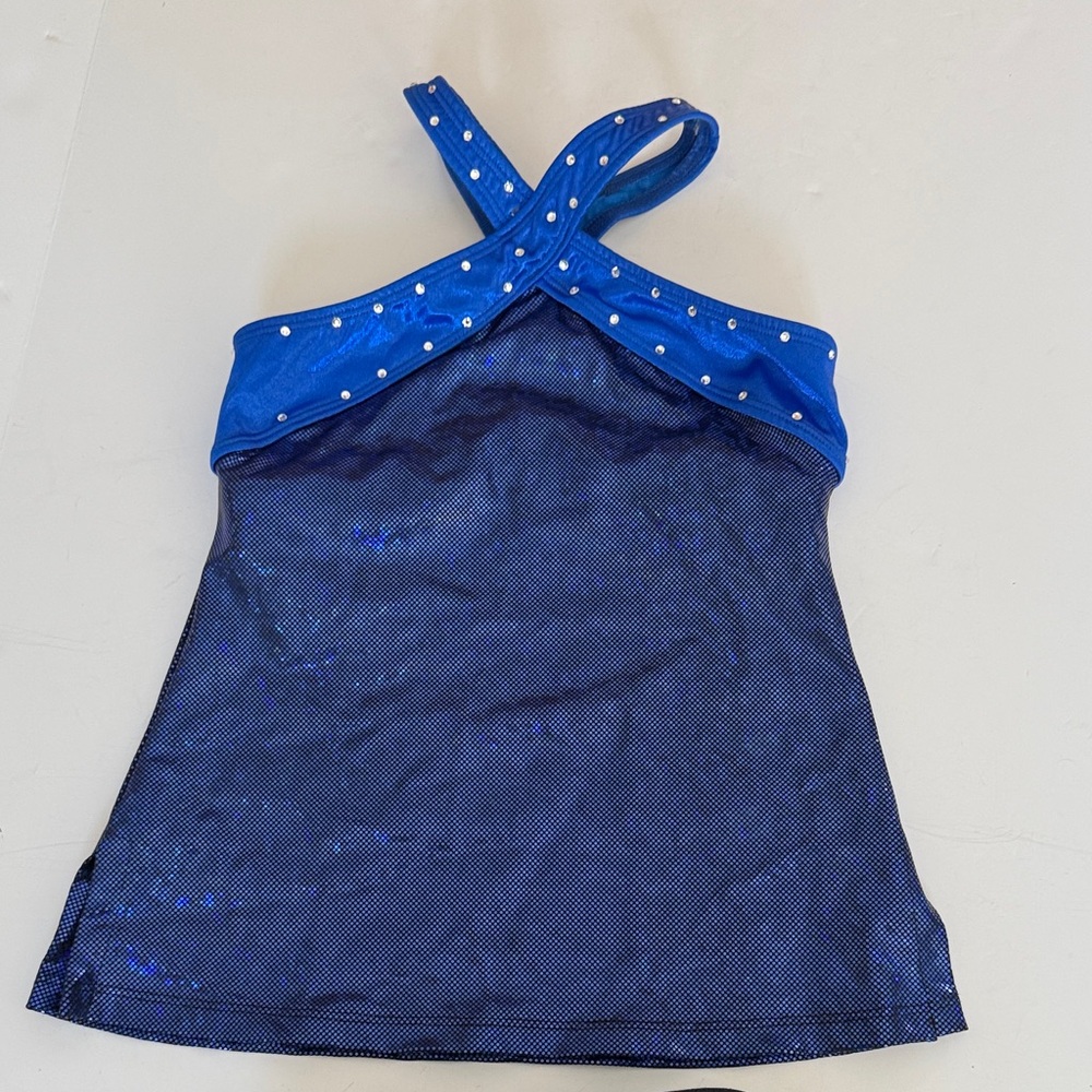 The lineup Blue Halter Top with Rhinestone Accents dance size M costume uniform